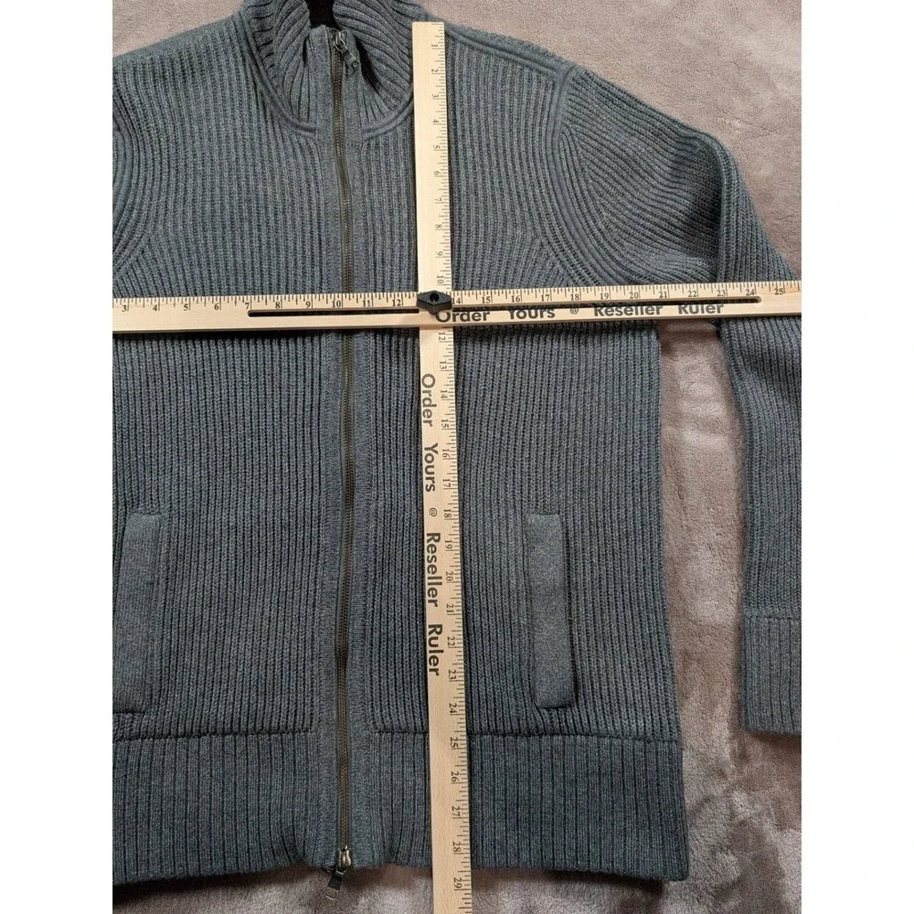 Banana Republic Mens Large Gray Ribbed Full Zip Mock Neck Cardigan Sweater L